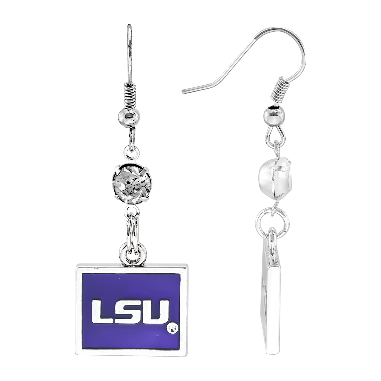 Lsu Tigers Women's Square Dangle Earrings, Fish Hook, Ncaa